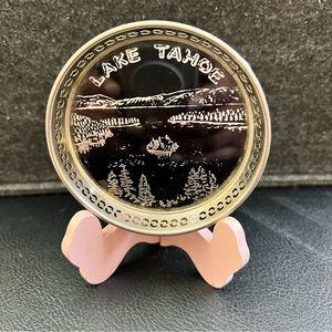 Vintage Collectable Lake Tahoe Silver Coaster Ring Dish